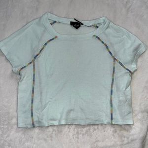 out from under urban outfitters blue short sleeve croptop
